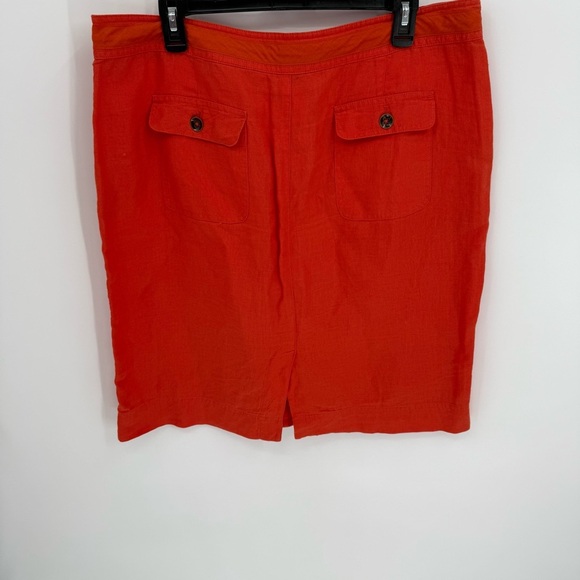 Talbots Pure Irish Linen Casual Skirt Button Tie Pockets Size 14 Coral Women’s - Picture 6 of 8